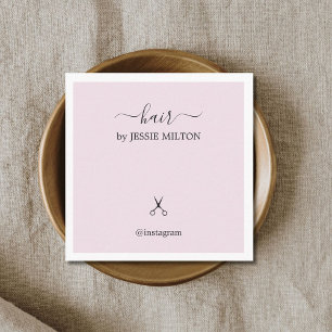 Carte De Visite Carré Coiffeur blanc Rose élégant moderne