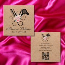 coiffeur floral ciseau qr code kraft brun