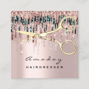 Carte De Visite Carré Coiffeur Hairstyliste Nails Ciseaux dorés