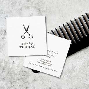 Carte De Visite Carré Coiffeur noir et blanc élégant minimaliste