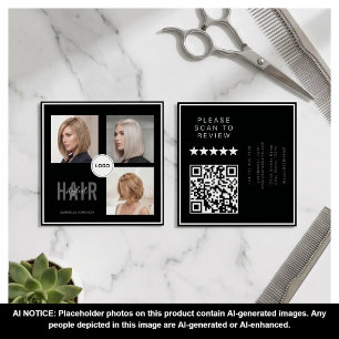 Carte De Visite Carré Coiffeur Photo Collage Code QR & Avis