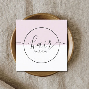Carte De Visite Carré Coiffeur Rose blanc moderne