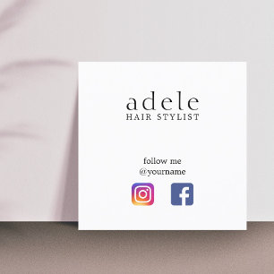 Carte De Visite Carré Coiffeur social minimal moderne de médias