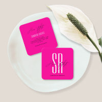 Coiffeur styliste moderne néon rose monogramme ini