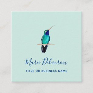 Carte De Visite Carré Colibri à gros bec turquoise