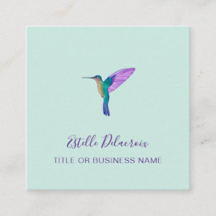 Carte De Visite Carré Colibri Turquoise