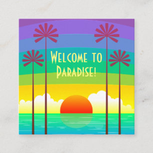 Carte De Visite Carré Coloré Tropical Rainbow Ocean Sunset Vacances