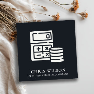 CARTE DE VISITE CARRÉ COMPTABILISATION DE L'ICÔNE DE COIN DE CALCUL BLA