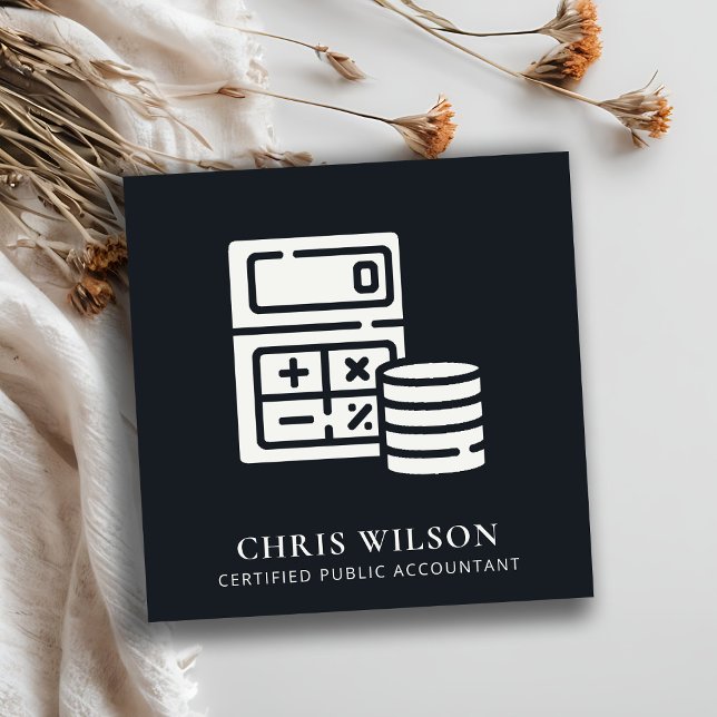 CARTE DE VISITE CARRÉ COMPTABILITÉ DE L'ICÔNE DE PIÈCE DE CALCULATEUR MO (Créateur téléchargé)