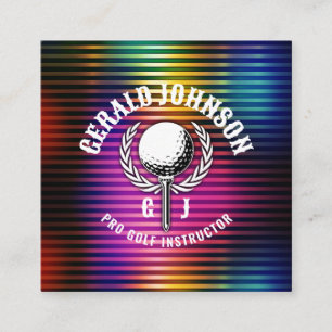 Carte De Visite Carré Conception de monogramme de golf couleur métalliqu