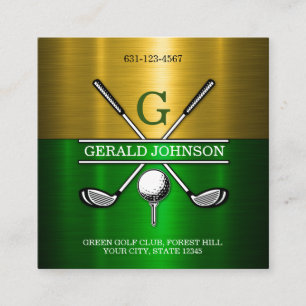 Carte De Visite Carré Conception de monogramme de golf élégant personnal