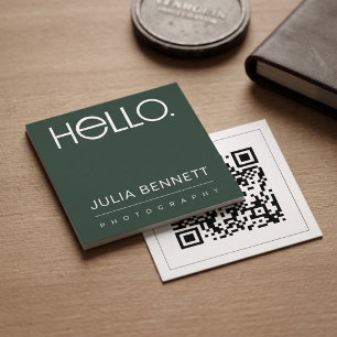 Carte De Visite Carré Conception de typographie moderne « Hello »
