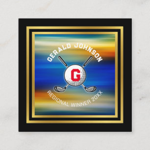 Carte De Visite Carré Conception minimaliste de monogramme de golf perso