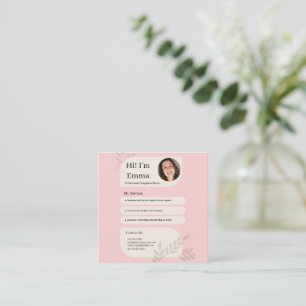 Carte De Visite Carré Conception Rose Concepteur de Doula Post-partum Pr