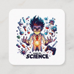 Carte De Visite Carré Concoction Chimique Jeu On, Thème Science