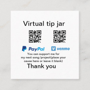 Carte De Visite Carré Conseil virtuel jar q r code argent don PayPal ven