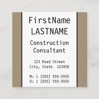 Carte De Visite Carré Conseillère en construction minimale professionnel