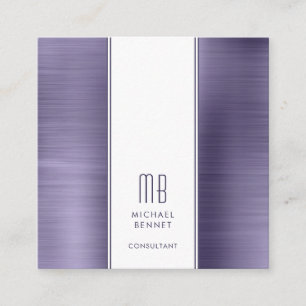 Carte De Visite Carré Consultant en huile métallique violet monogramme