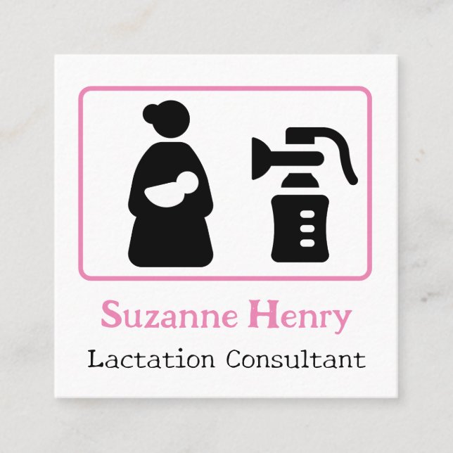 Carte De Visite Carré Consultant en lactation Infirmière Bébé Pompe mamm (Devant)