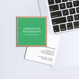 Carte De Visite Carré Consultant en papier Kraft vert moderne et éléga