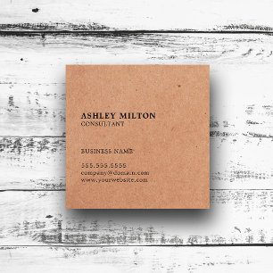 Carte De Visite Carré Consultant en papier papier Kraft Imprimé simple e