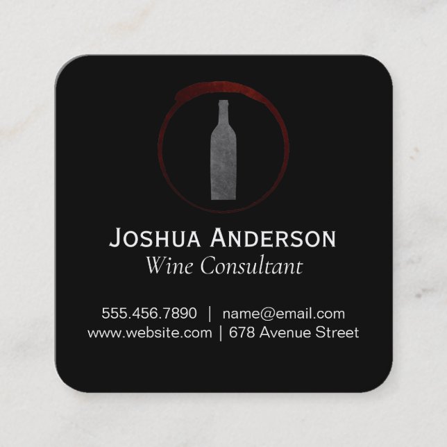 Carte De Visite Carré Consultant en vin de l'icône de vin rouge (Devant)
