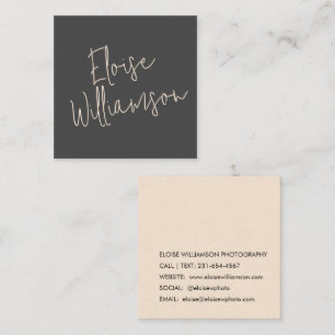 Carte De Visite Carré Contemporain tendance Chic Bold Calligraphie noir