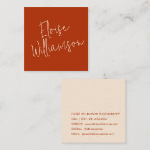 Carte De Visite Carré Contemporain tendance chic gras calligraphie rouge