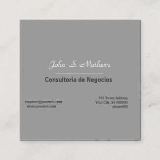 Carte De Visite Carré Contemporary Neutral Grey Minimalist Professional