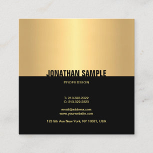 Carte De Visite Carré Cool Black Gold tendance Modèle élégant moderne