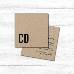 Carte De Visite Carré Cool moderne Kraft Black Monogram Consultant