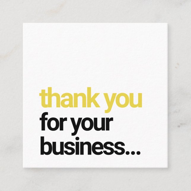 Carte De Visite Carré Cool Moderne Merci Appréciation des clients Insert (Devant)