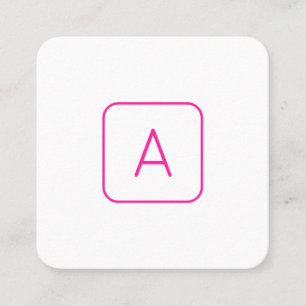 Carte De Visite Carré Cool moderne rose blanc monogramme ou lettre d'ent