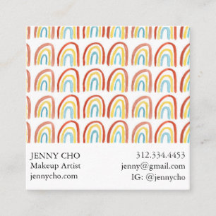 Carte De Visite Carré Cool Motif d'aquarelle simple Rainbow