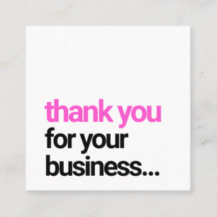 Carte De Visite Carré Cool Noir Merci Appréciation du client Insertion