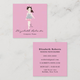 Carte De Visite Carré Coordinateur Boutique Mode rose
