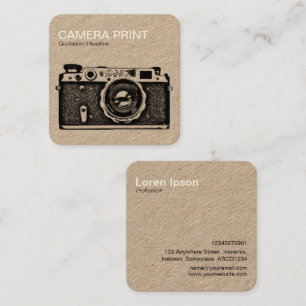 Carte De Visite Carré Copie d'appareil-photo - crème + Noir sur la cart