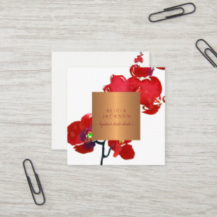 Carte De Visite Carré Coral orchidée cuivre rose or lipstick distributeu
