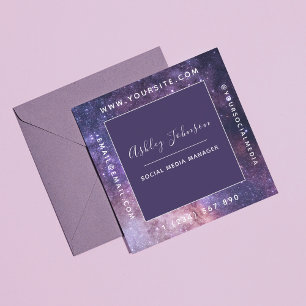 Carte De Visite Carré Cosmic Galaxy Social Media Manager Carte Carré