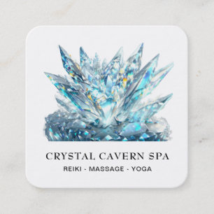 Carte De Visite Carré *~* Cosmique étincelant Magique bleu cristal QR