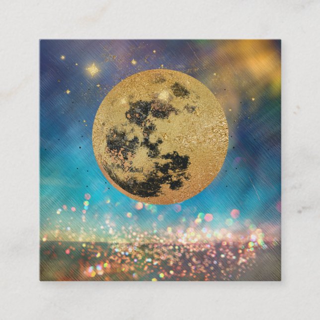 Carte De Visite Carré *~* Cosmos Gold Moon Shaman Parties scintillant St (Devant)