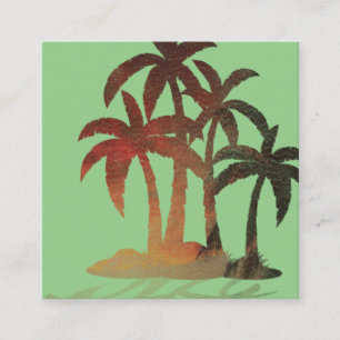 Carte De Visite Carré Coucher de soleil sur les palmiers de plage