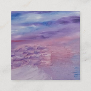 Carte De Visite Carré Coucher de soleil violet bleu rose abstrait coloré