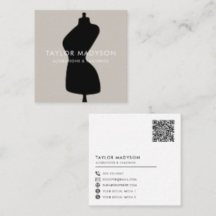 Carte De Visite Carré Coudre Seamstress Tailor Mannequin Logo Code QR