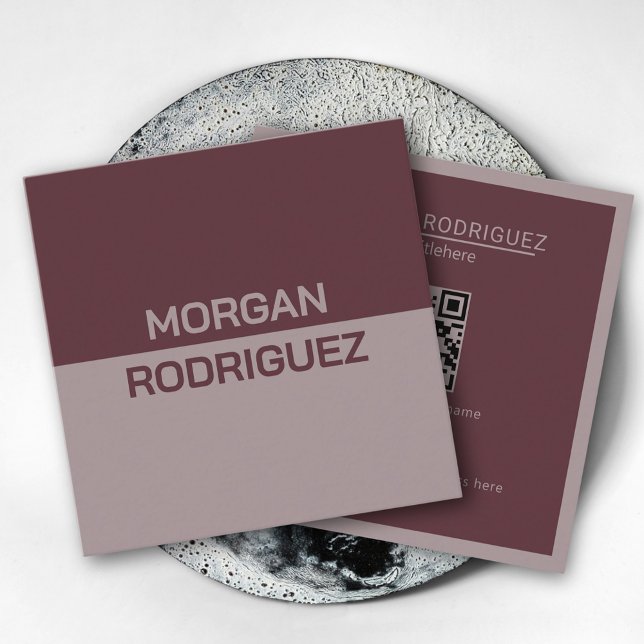 Carte De Visite Carré Couleurs de terre pastel minimaliste code QR moder (Minimalist pastel earthy colors modern QR code Square Business Card)