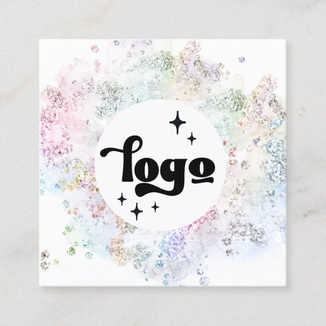 Carte De Visite Carré couleurs pastel fausse parties scintillant chunky (Devant)