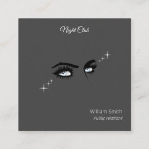 Carte De Visite Carré Couleurs solides Bleues Profondes Dessin Femme