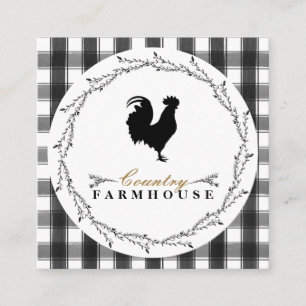 Carte De Visite Carré Country Farmhouse Rustique Wreath Plaid Check