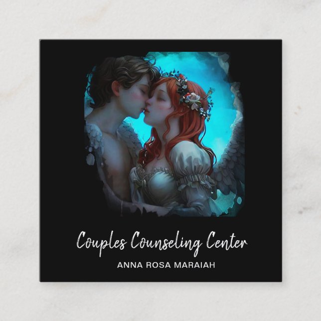 Carte De Visite Carré *~* Couple QR Angels Marital Counseling AP55 (Devant)