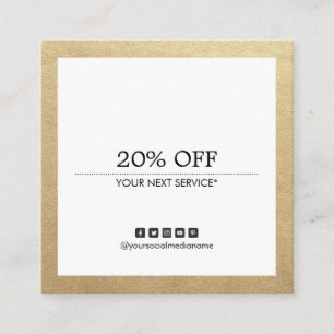 Carte De Visite Carré Coupon de médias sociaux polyvalent Gold Border